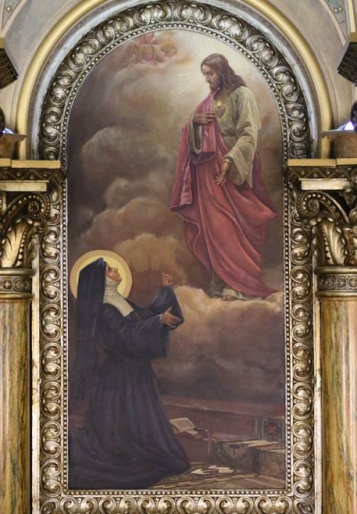 Apparition of Jesus to St. Margaret Mary painting in Mary of the Angels Church, La Crosse, WI