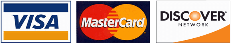 Visa, Mastercard, and Discover Logos