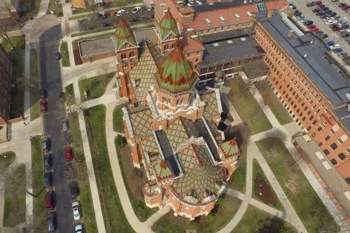 mary of the angels chapel aerial view