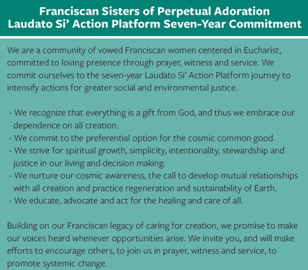 FSPA laudato si action platform seven-year commitment