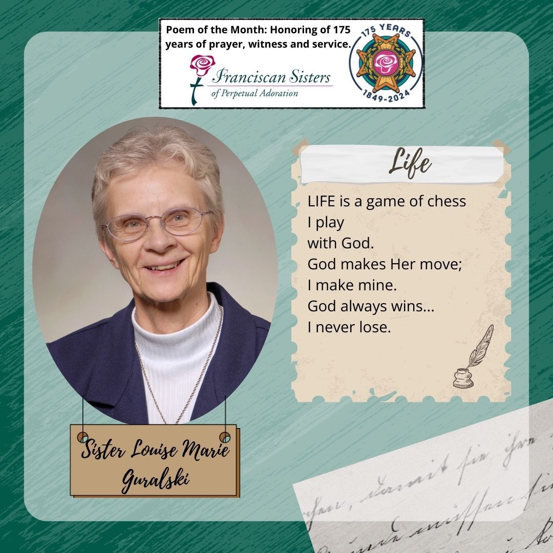 graphic with sister louise marie guralski's portrait and poem