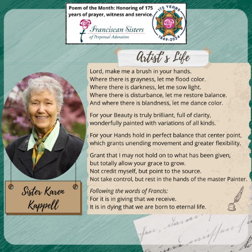 Sister Karen Kappell honored as November's Poet of the Month